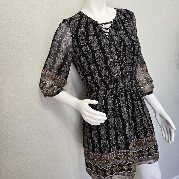 Madewell Lace Up Black Boho Dress Size 2 - Picture 10 of 12